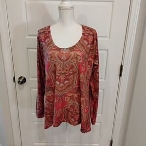 Soft Surroundings Paisley Tunic - Coral and Tan